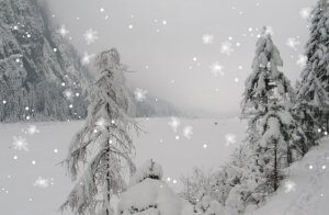Winterlandschaft mit Schneeflocken