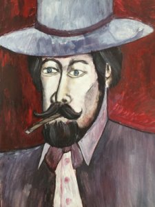 So könnte der Professor dieser Kurzgeschichte aussehen: Mit Hut und Anzug, gepflegtem Bart und Zigarillo im Mund. Zeichnung: Lothar Thiel.