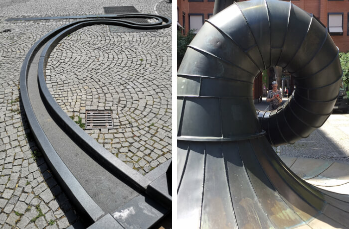 Gar nicht so einfach, das Wesen dieser Skulptur festzuhalten. Foto links: Nikolai Schulz. Foto rechts: Antoinette Rode