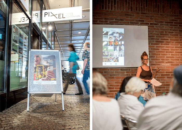 Auf geht's ins schattige Pixel! Die Workshops von Christine Bauer (rechts) sind im wahrsten Sinne heiß begehrt. Fotos: Amelie Geiger